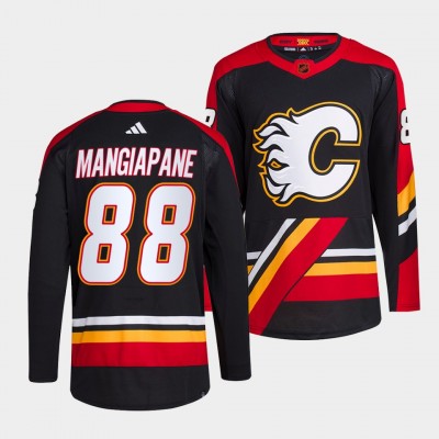 Calgary Calgary Flames #88 Andrew Mangiapane Men's adidas Reverse Retro 2.0 Authentic Player Jersey - Black Men's